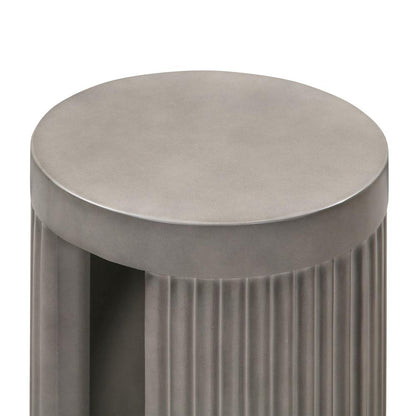 Armen Living - Wave Round Indoor or Outdoor Accent Stool End Table in Grey Concrete - LCLKSTGR veiw 4