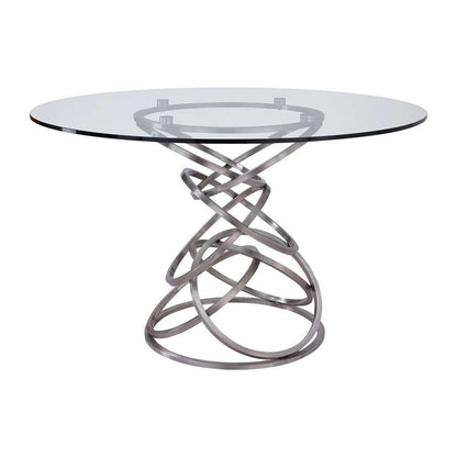 Armen Living - Wendy Contemporary Dining Table in Brushed Stainless Steel Finish and Clear Glass top - LCWNDIBS veiw 1