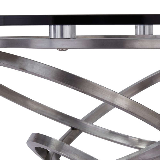 Armen Living - Wendy Contemporary Dining Table in Brushed Stainless Steel Finish and Clear Glass top - LCWNDIBS veiw 2