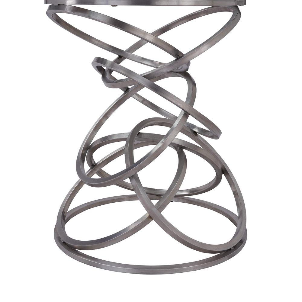 Armen Living - Wendy Contemporary Dining Table in Brushed Stainless Steel Finish and Clear Glass top - LCWNDIBS veiw 3