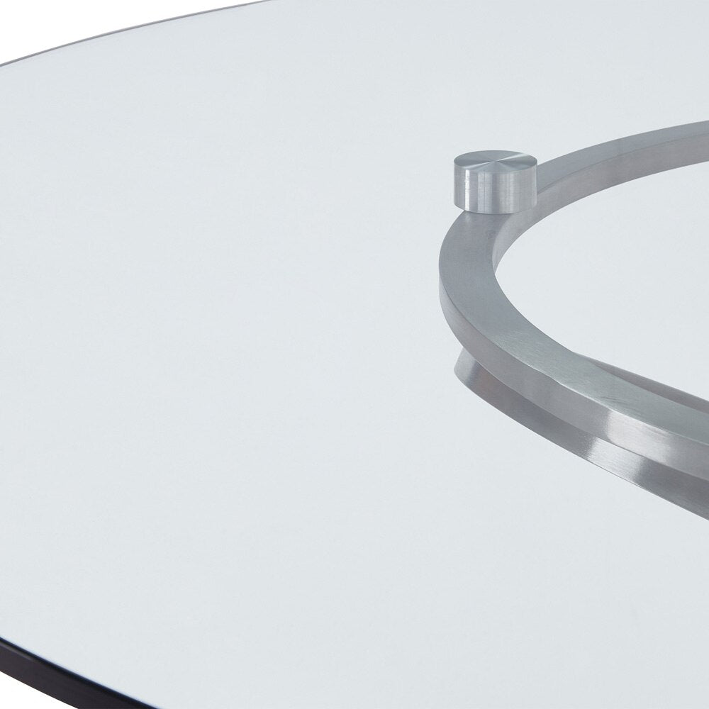 Armen Living - Wendy Contemporary Dining Table in Brushed Stainless Steel Finish and Clear Glass top - LCWNDIBS veiw 4