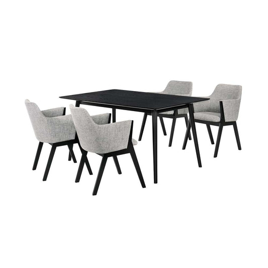 Armen Living - Westmont and Renzo Grey and Black 5 Piece Dining Set - SETWEDI5REBLGR veiw 1
