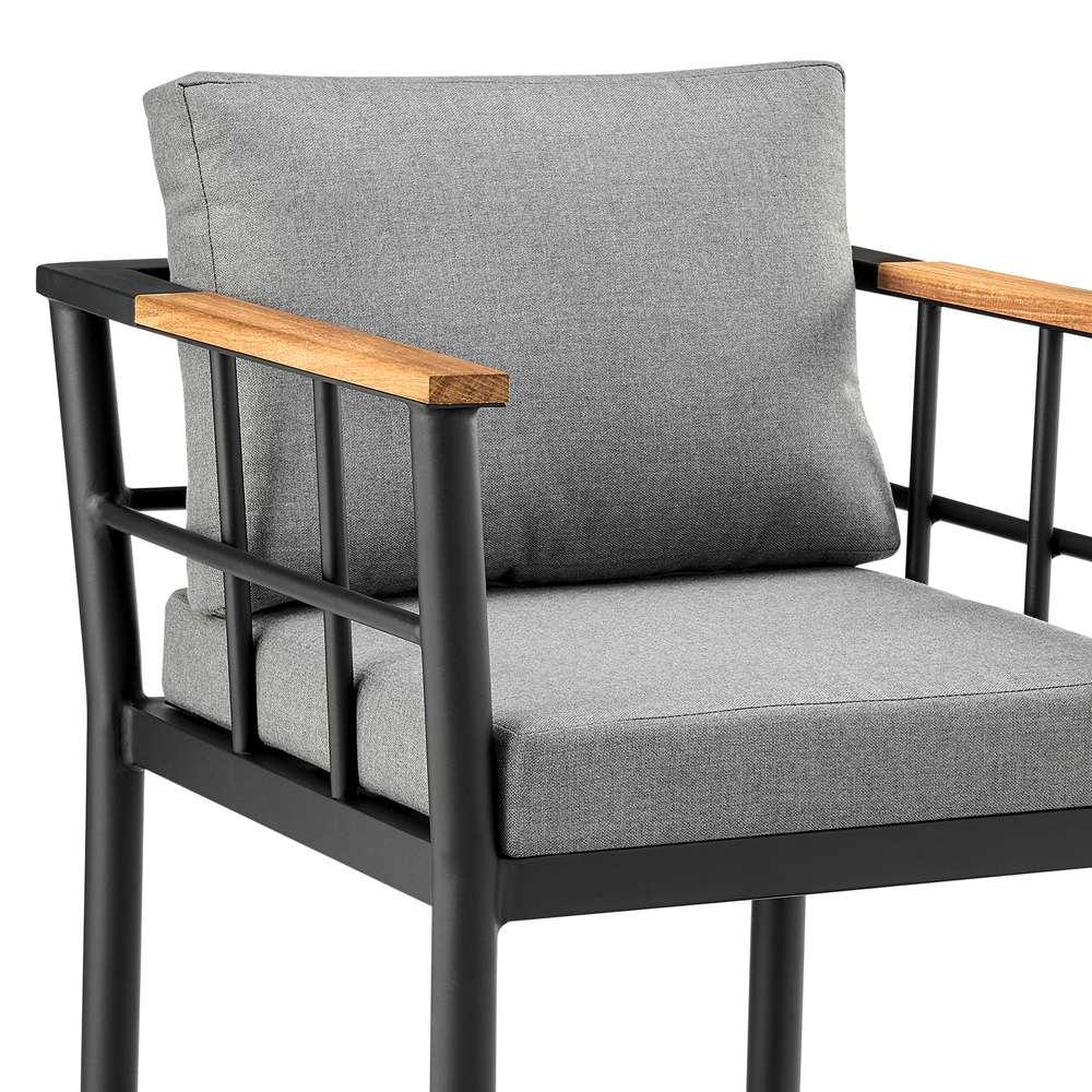Armen Living - Wiglaf Outdoor Patio 5-Piece Bar Table Set in Aluminum with Grey Cushions - 840254333475 veiw 6