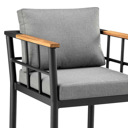 Armen Living - Wiglaf Outdoor Patio 5-Piece Bar Table Set in Aluminum with Grey Cushions - 840254333475 veiw 6