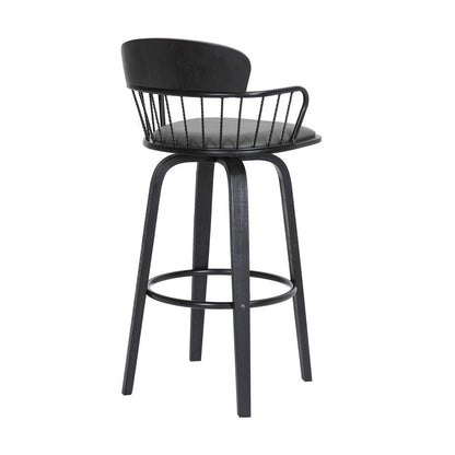 Armen Living  - Willow 30in Swivel Black Wood Bar Stool in Grey Faux Leather with Black Metal - LCWIBABLKGRY30 veiw 4