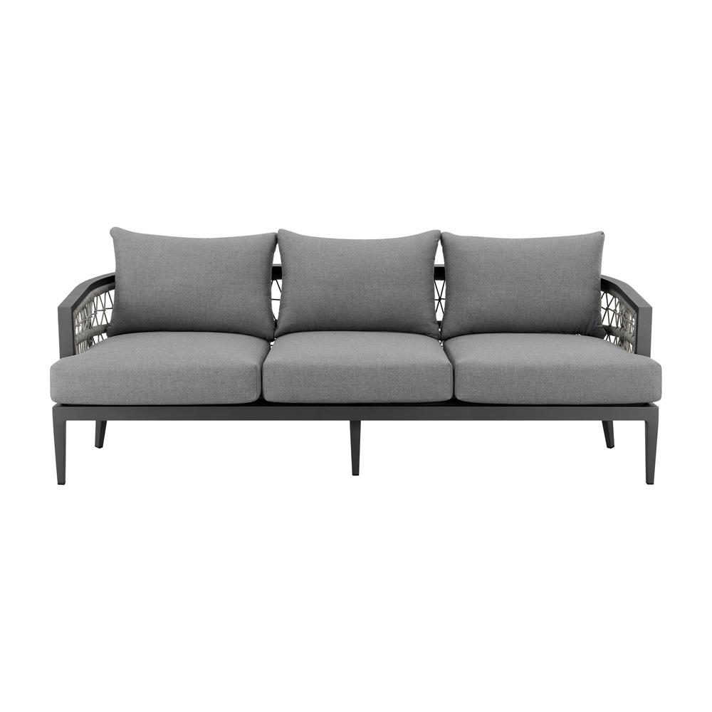 Armen Living - Zella Outdoor Patio 4 Piece Conversation Set in Aluminum with Light Gray Rope and Cushions - SETODZE4GRY veiw 2