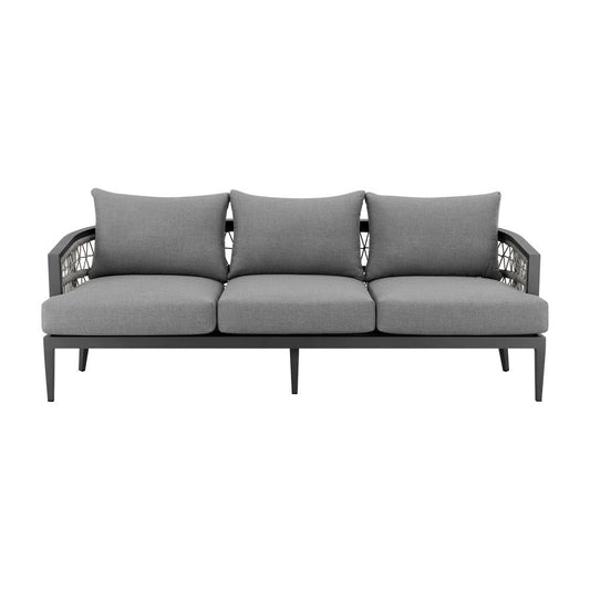 Armen Living - Zella Outdoor Patio 4 Piece Conversation Set in Aluminum with Light Gray Rope and Cushions - SETODZE4GRY veiw 2