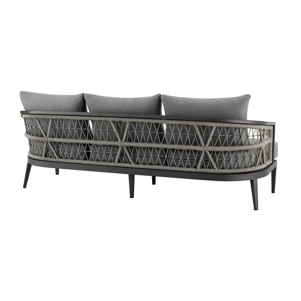 Armen Living - Zella Outdoor Patio 4 Piece Conversation Set in Aluminum with Light Gray Rope and Cushions - SETODZE4GRY veiw 3