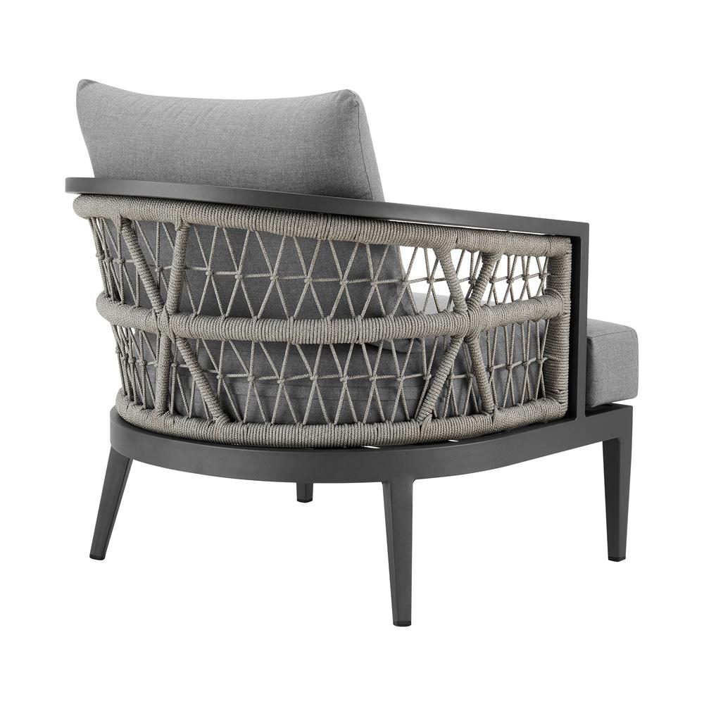 Armen Living - Zella Outdoor Patio 4 Piece Conversation Set in Aluminum with Light Gray Rope and Cushions - SETODZE4GRY veiw 5