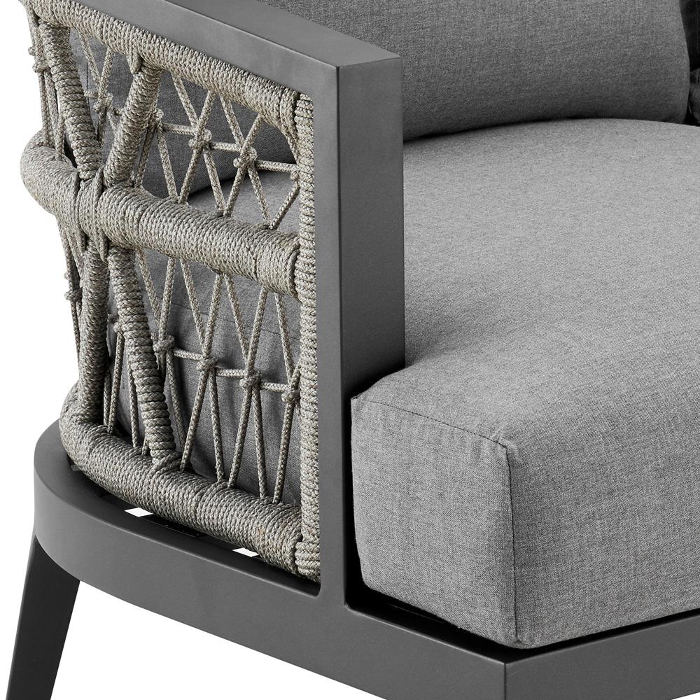 Armen Living - Zella Outdoor Patio 4 Piece Conversation Set in Aluminum with Light Gray Rope and Cushions - SETODZE4GRY veiw 7