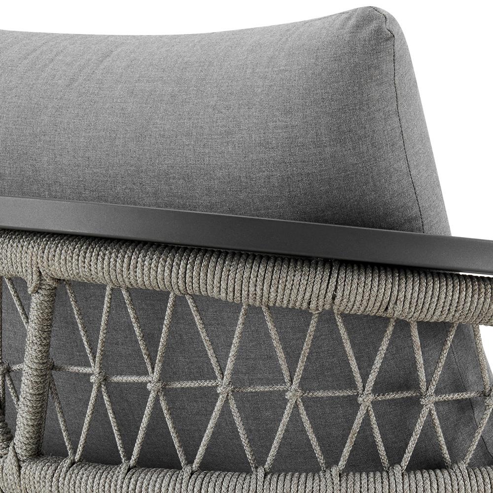 Armen Living - Zella Outdoor Patio Armchair in Aluminum with Light Gray Rope and Earl Gray Cushions - LCZECHGRY veiw 6