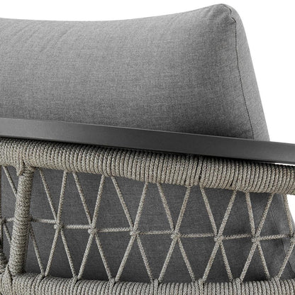 Armen Living - Zella Outdoor Patio Armchair in Aluminum with Light Gray Rope and Earl Gray Cushions - LCZECHGRY veiw 6
