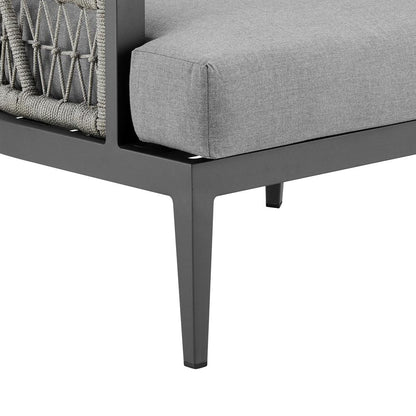 Armen Living - Zella Outdoor Patio Armchair in Aluminum with Light Gray Rope and Earl Gray Cushions - LCZECHGRY veiw 7