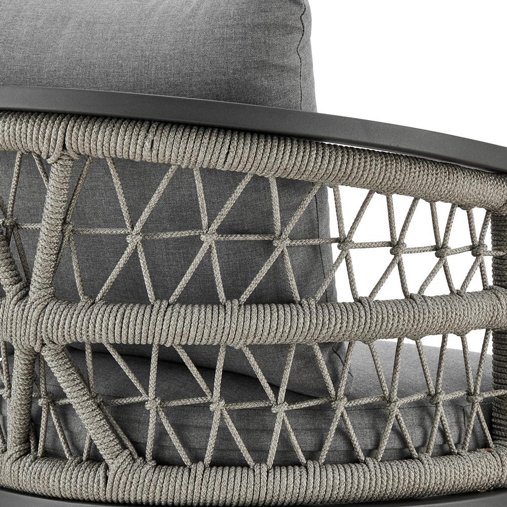 Armen Living - Zella Outdoor Patio Bar Stool in Aluminum with Light Gray Rope and Earl Gray Cushions - LCZEBAGRY30 veiw 6