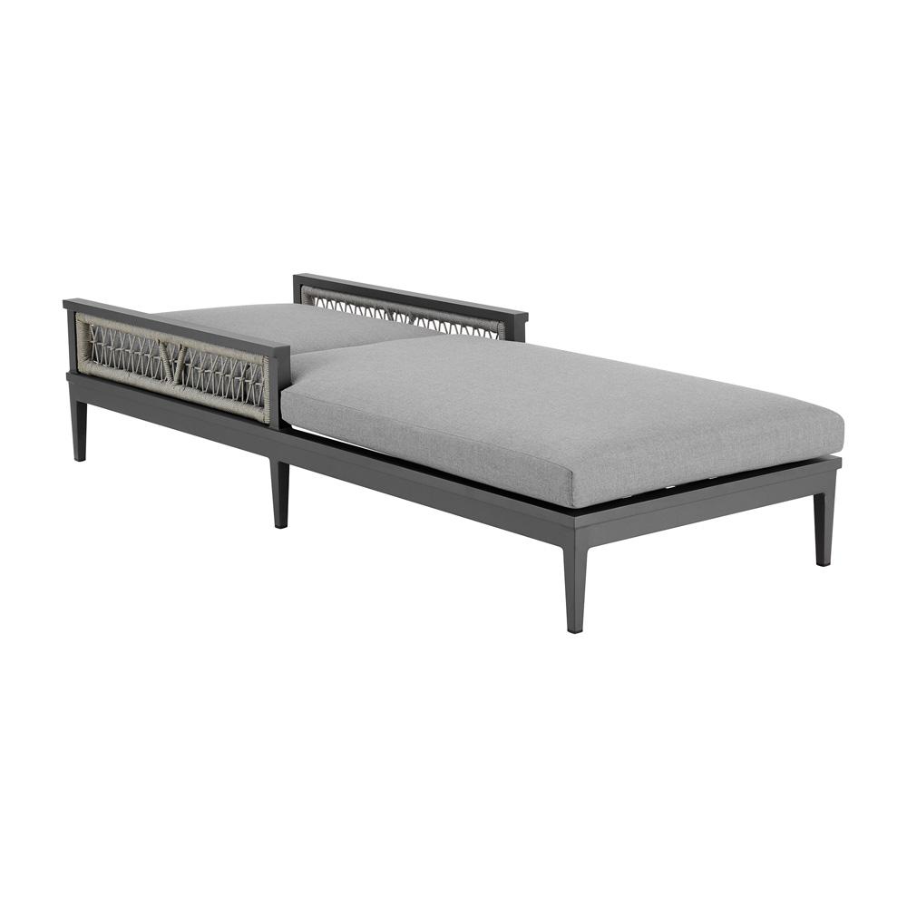 Armen Living - Zella Outdoor Patio Chaise Lounge Chair in Aluminum with Gray Rope and Earl Gray Cushions - LCZELOGRY veiw 4