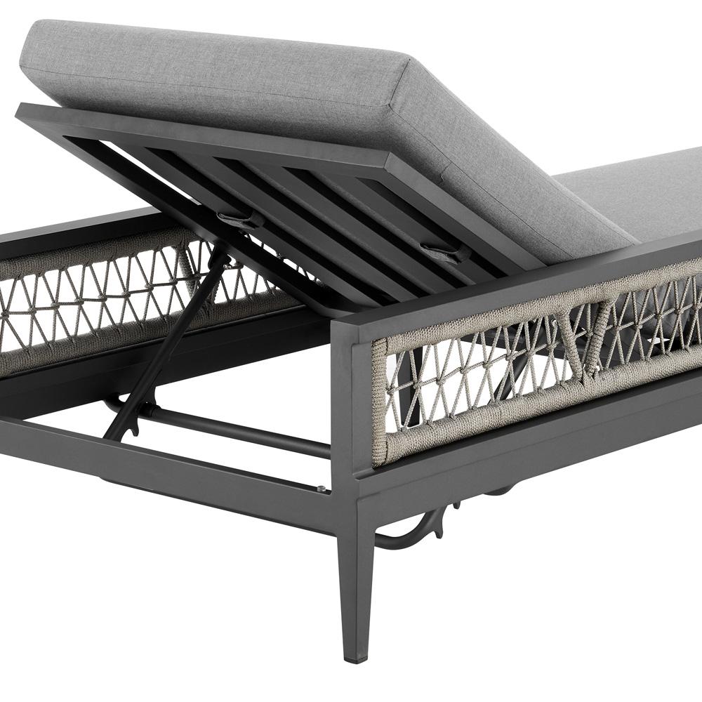 Armen Living - Zella Outdoor Patio Chaise Lounge Chair in Aluminum with Gray Rope and Earl Gray Cushions - LCZELOGRY veiw 7