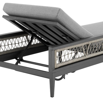 Armen Living - Zella Outdoor Patio Chaise Lounge Chair in Aluminum with Gray Rope and Earl Gray Cushions - LCZELOGRY veiw 7