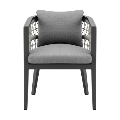 Armen Living - Zella Outdoor Patio Dining Chair in Aluminum with Light Gray Rope and Earl Gray Cushions - Set of 2 - LCZESIGRY veiw 3