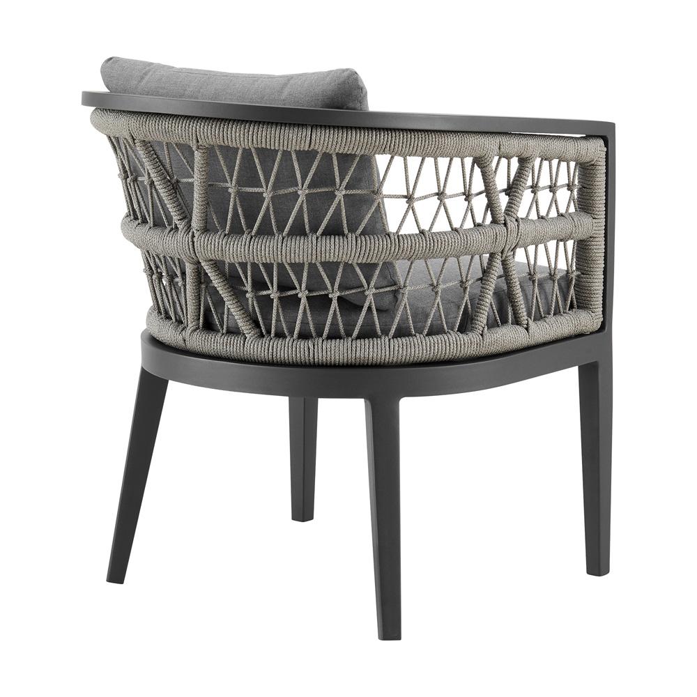 Armen Living - Zella Outdoor Patio Dining Chair in Aluminum with Light Gray Rope and Earl Gray Cushions - Set of 2 - LCZESIGRY veiw 4
