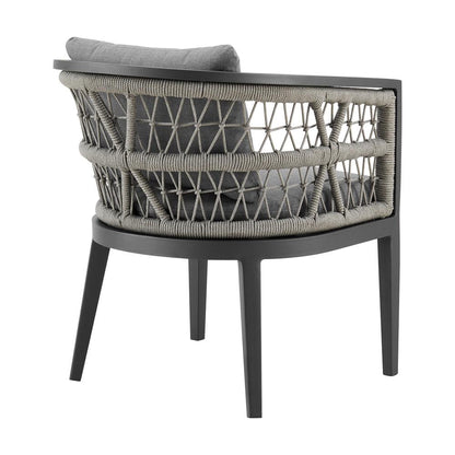 Armen Living - Zella Outdoor Patio Dining Chair in Aluminum with Light Gray Rope and Earl Gray Cushions - Set of 2 - LCZESIGRY veiw 4