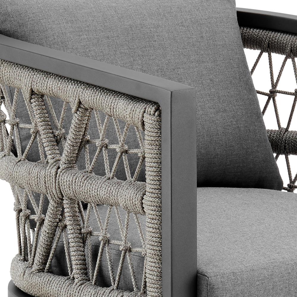 Armen Living - Zella Outdoor Patio Dining Chair in Aluminum with Light Gray Rope and Earl Gray Cushions - Set of 2 - LCZESIGRY veiw 6