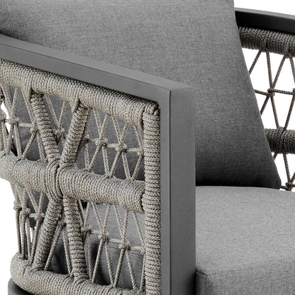 Armen Living - Zella Outdoor Patio Dining Chair in Aluminum with Light Gray Rope and Earl Gray Cushions - Set of 2 - LCZESIGRY veiw 6