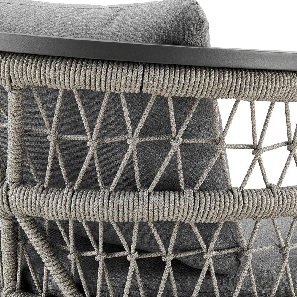 Armen Living - Zella Outdoor Patio Dining Chair in Aluminum with Light Gray Rope and Earl Gray Cushions - Set of 2 - LCZESIGRY veiw 7