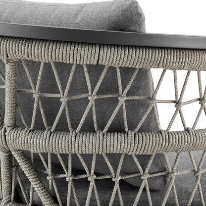 Armen Living - Zella Outdoor Patio Dining Chair in Aluminum with Light Gray Rope and Earl Gray Cushions - Set of 2 - LCZESIGRY veiw 7