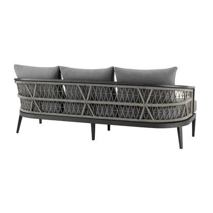 Armen Living - Zella Outdoor Patio Sofa in Aluminum with Light Gray Rope and Earl Gray Cushions - LCZESOGRY veiw 3