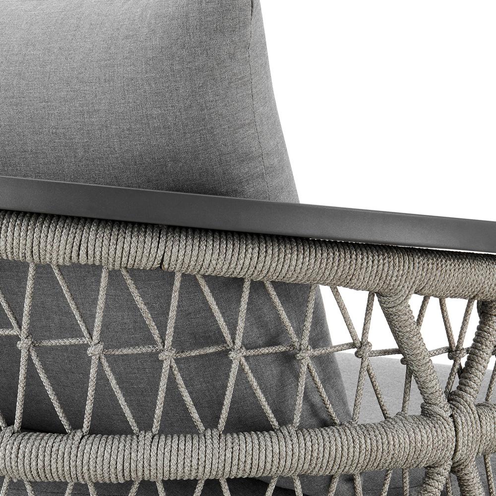 Armen Living - Zella Outdoor Patio Swivel Armchair in Aluminum with Light Gray Rope and Earl Gray Cushions - LCZESWCHGRY veiw 6