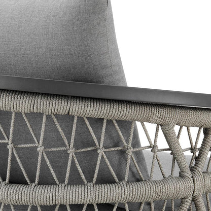 Armen Living - Zella Outdoor Patio Swivel Armchair in Aluminum with Light Gray Rope and Earl Gray Cushions - LCZESWCHGRY veiw 6