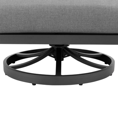 Armen Living - Zella Outdoor Patio Swivel Armchair in Aluminum with Light Gray Rope and Earl Gray Cushions - LCZESWCHGRY veiw 7