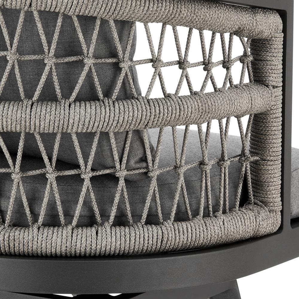 Armen Living - Zella Outdoor Patio Swivel Bar Stool in Aluminum with Light Gray Rope and Earl Gray Cushions - LCZESWBAGRY30 veiw 6