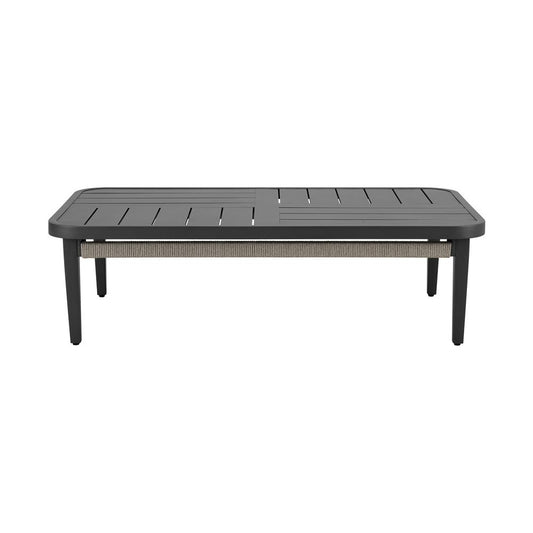 Armen Living - Zella Rectangular Coffee Table in Aluminum with Charcoal Finish and Light Gray Rope - LCZECOGRY veiw 1