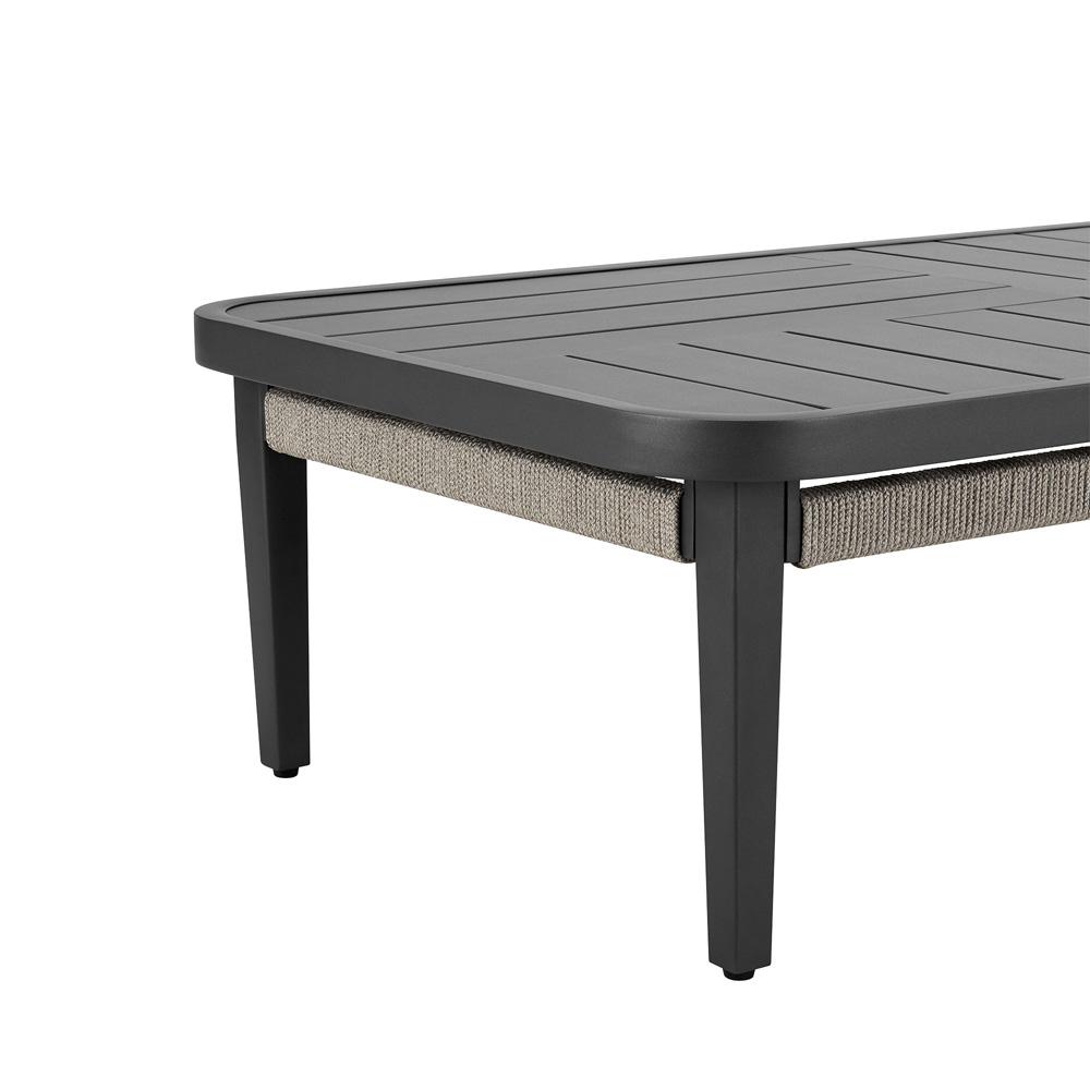 Armen Living - Zella Rectangular Coffee Table in Aluminum with Charcoal Finish and Light Gray Rope - LCZECOGRY veiw 4