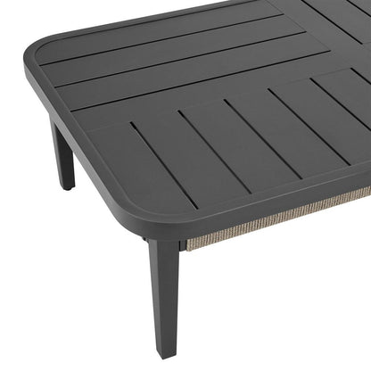 Armen Living - Zella Rectangular Coffee Table in Aluminum with Charcoal Finish and Light Gray Rope - LCZECOGRY veiw 5