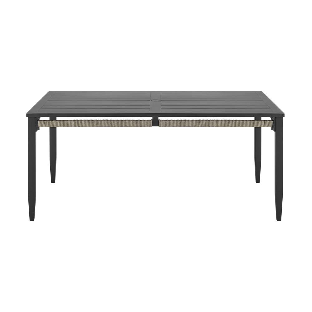 Armen Living - Zella Rectangular Dining Table in Aluminum with Charcoal Finish and Light Gray Rope - LCZEDIGRY veiw 1