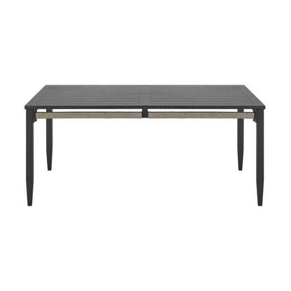 Armen Living - Zella Rectangular Dining Table in Aluminum with Charcoal Finish and Light Gray Rope - LCZEDIGRY veiw 1