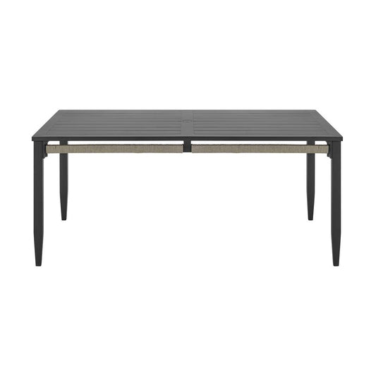 Armen Living - Zella Rectangular Dining Table in Aluminum with Charcoal Finish and Light Gray Rope - LCZEDIGRY veiw 1