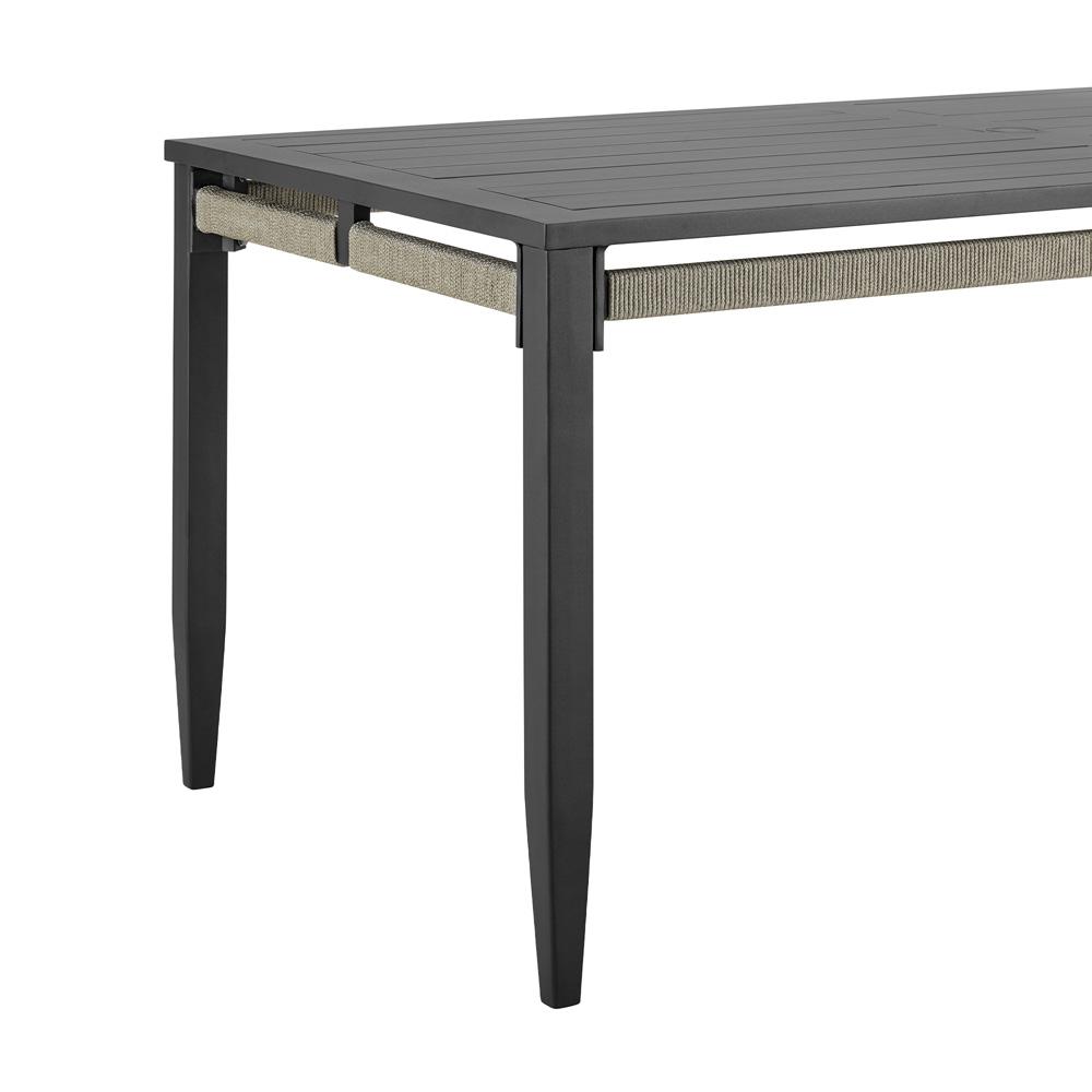 Armen Living - Zella Rectangular Dining Table in Aluminum with Charcoal Finish and Light Gray Rope - LCZEDIGRY veiw 4