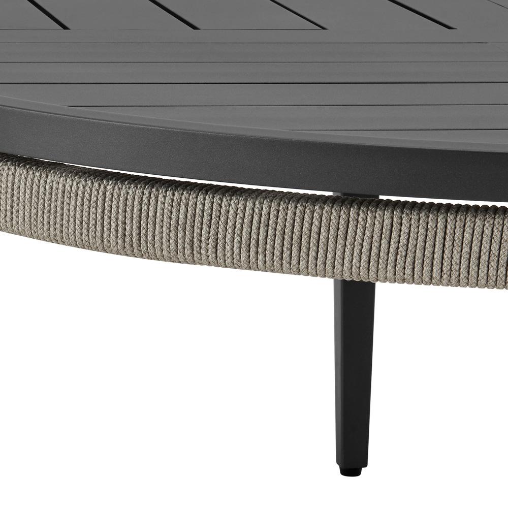 Armen Living - Zella Round Coffee Table in Aluminum with Charcoal Finish and Light Gray Rope - LCZERCOGRY veiw 3