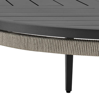 Armen Living - Zella Round Coffee Table in Aluminum with Charcoal Finish and Light Gray Rope - LCZERCOGRY veiw 3