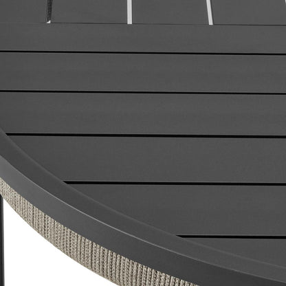 Armen Living - Zella Round Coffee Table in Aluminum with Charcoal Finish and Light Gray Rope - LCZERCOGRY veiw 5