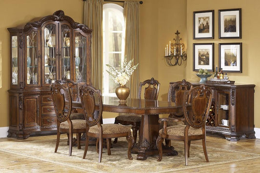 A.R.T. Furniture - Old World 8PC Dining Pedestal Table Set with China Cabinet - 143221-2606K8_CLOSEOUT veiw 1