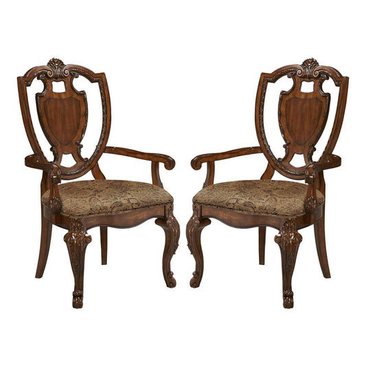 A.R.T. Furniture - Old World Shield Back Arm Chair With Fabric Seat (Set of 2) in Brown - 143203-2606_CLOSEOUT veiw 1
