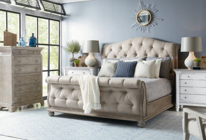 A.R.T. Furniture - Summer Creek Shoals California King Upholstered Tufted Sleigh Bed in Scrubbed Oak - 251127-1303 veiw 2