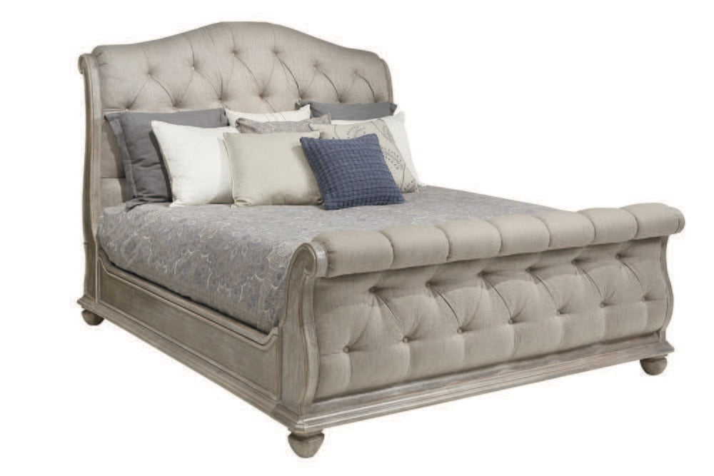 A.R.T. Furniture - Summer Creek Shoals King Upholstered Tufted Sleigh Bed in Scrubbed Oak - 251126-1303 veiw 1