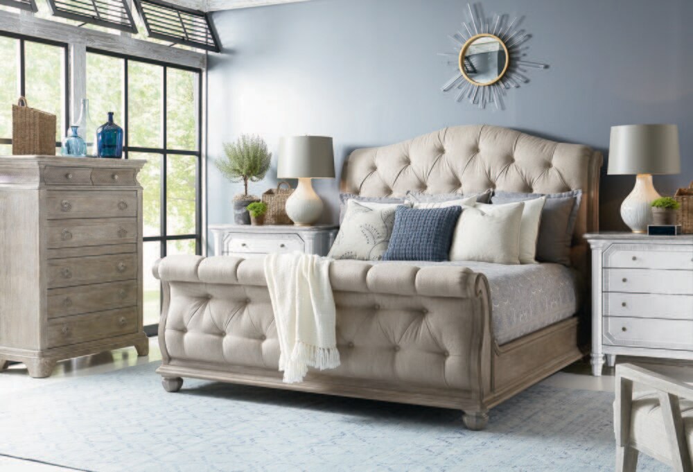 A.R.T. Furniture - Summer Creek Shoals King Upholstered Tufted Sleigh Bed in Scrubbed Oak - 251126-1303 veiw 2