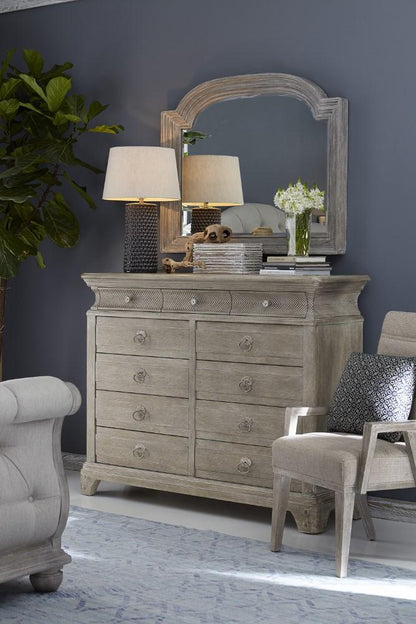A.R.T. Furniture - Summer Creek Shoals Queen Upholstered Tufted Sleigh Bed in Scrubbed Oak - 251125-1303 veiw 3