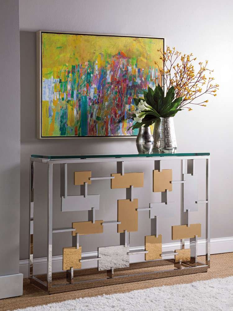 Artistica Home - Signature Designs Cityscape Console - Gold Leaf and Argento - 2041-966C veiw 1